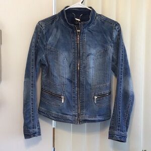 ‘LA Coalition’ Distressed Fitted Jean Jacket